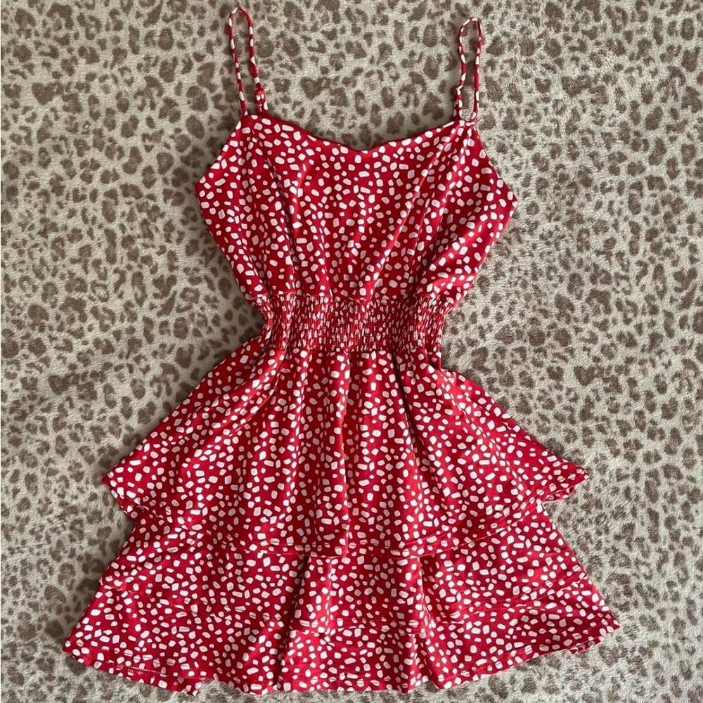 Emerald Sundae Red and White A-Line Babydoll Polka Dot Dress